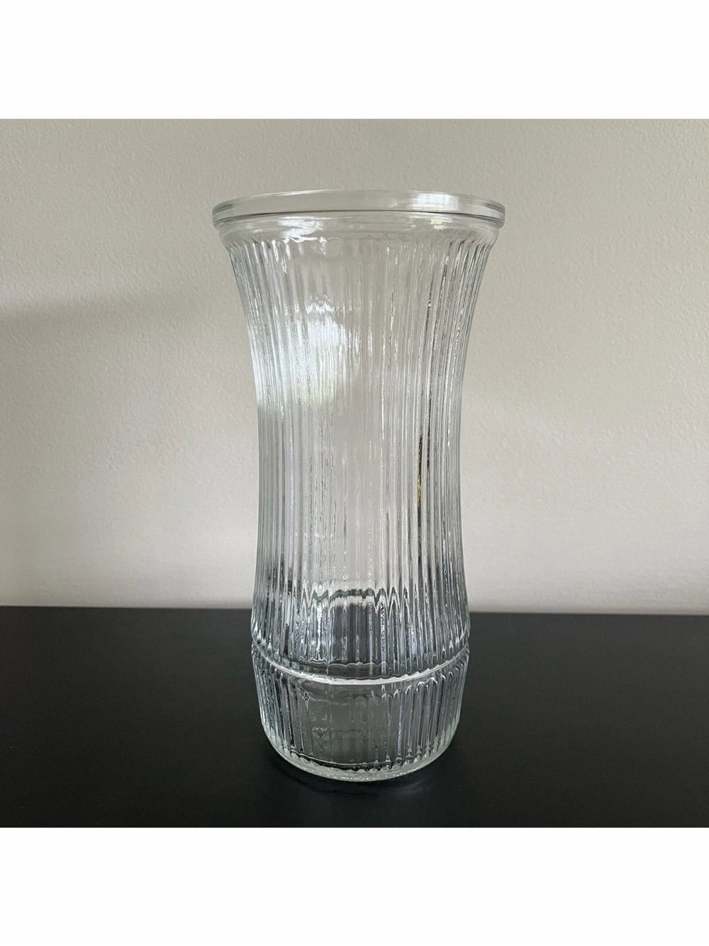 Hoosier Glass Vase Clear Ribbed Stripe 4088-B USA 8.5 Inch